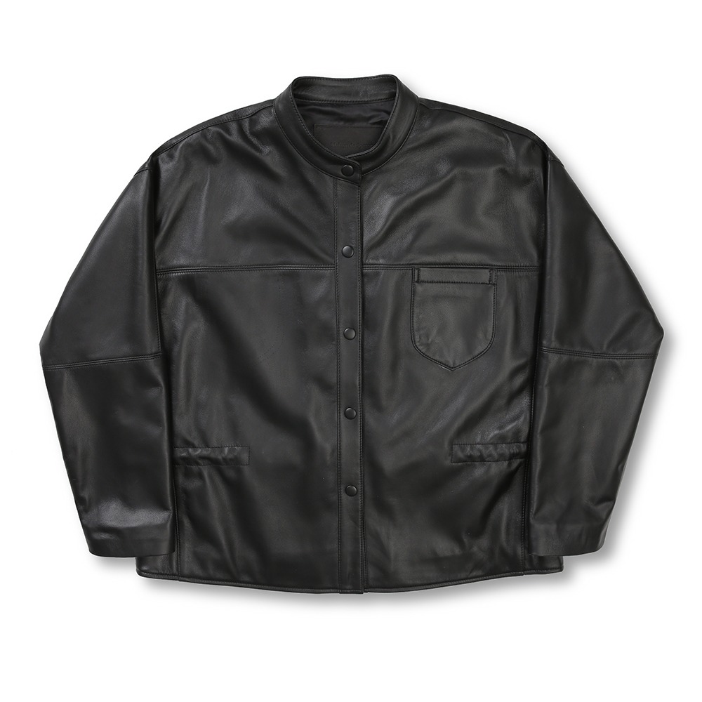 SPERONE 램스킨 미니멀 셔츠 자켓 (블랙)