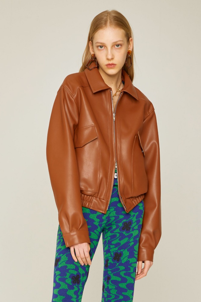 SPERONE FAUX LEATHER VOLUME JACKET [BROWN]