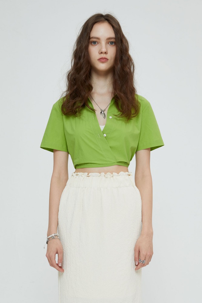 SPERONE BACK KNOT CROP SHIRT [LIME]